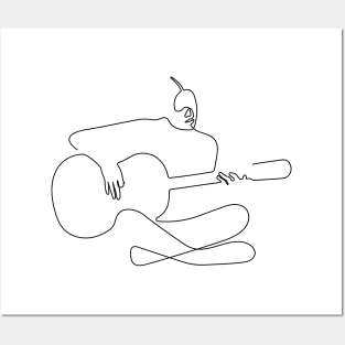 Guitarist | One Line Drawing | One Line Art | Minimal | Minimalist Posters and Art